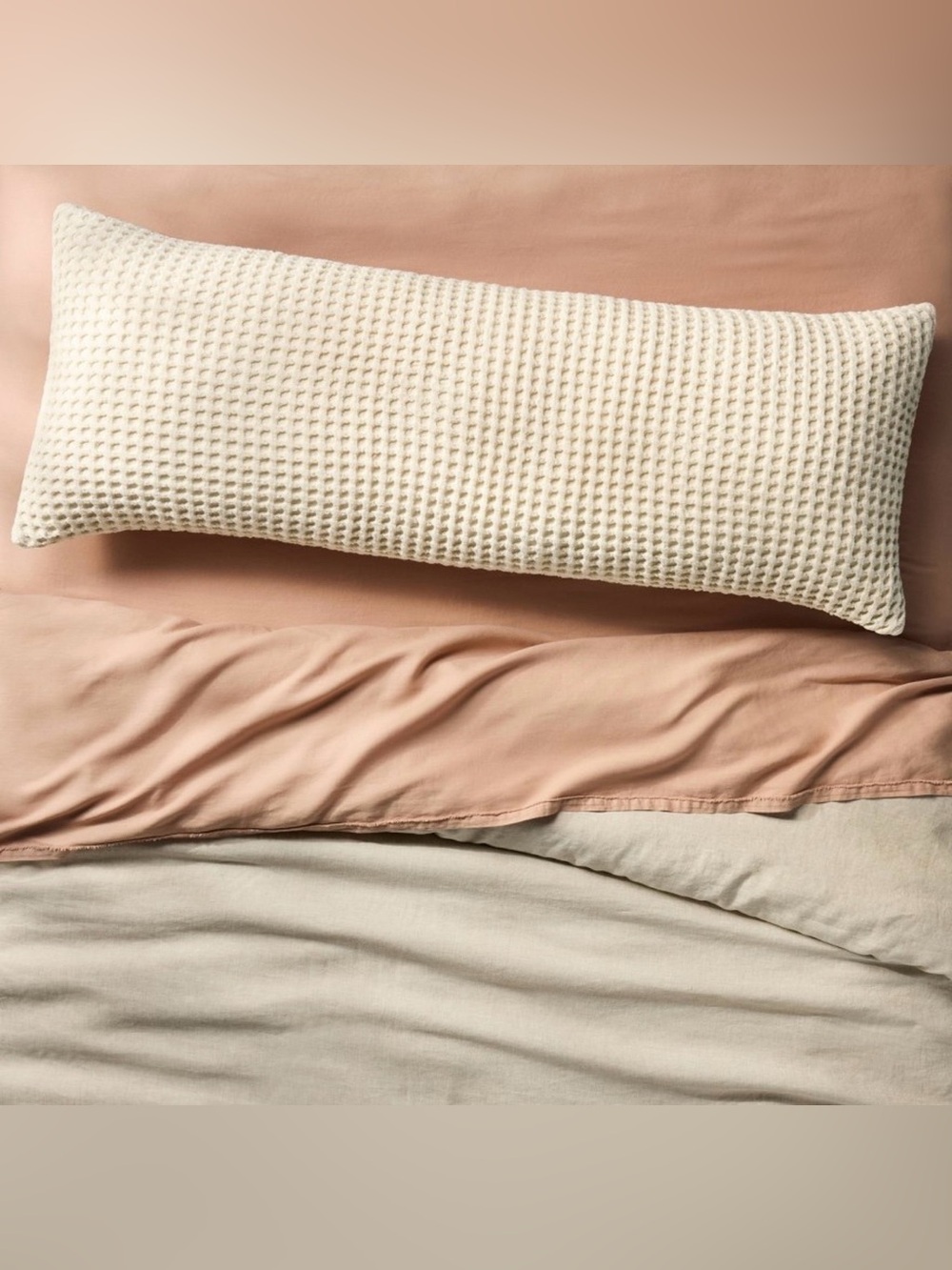 Casaluna Waffle Body Pillow Cover Natural Cotton Zippered Pillowcase